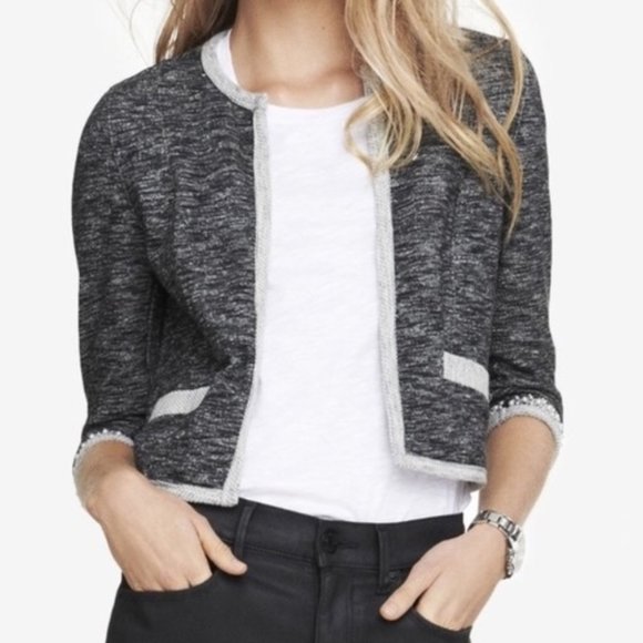 Express Jackets & Blazers - B2G1 Express Marled Gray Beaded Cuff Knit Blazer